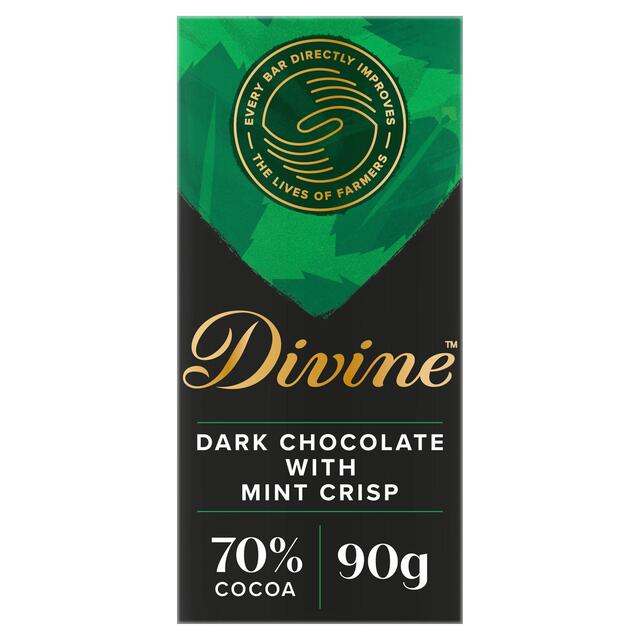 Divine 70% Dark Chocolate with Mint Crisp 90g