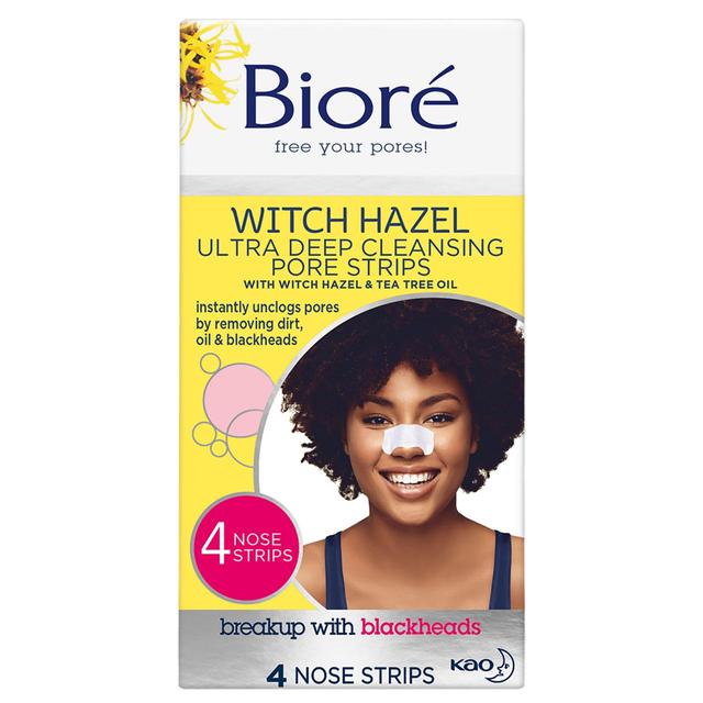 Biore Witch Hazel Ultra Deep Neting Nose Pore Brounds for Spot Skin Skin 4 par pack