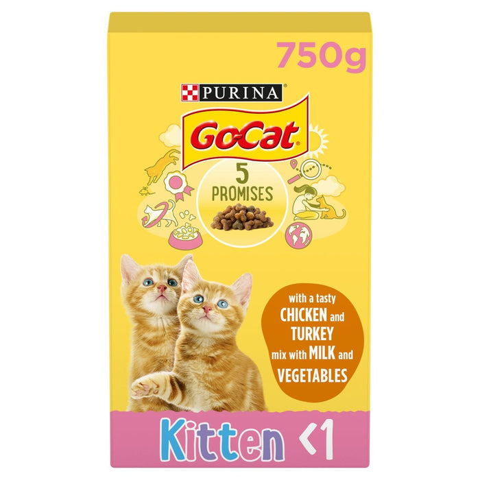 Go-cat chaton poulet lait et légumes de chat sec 750g