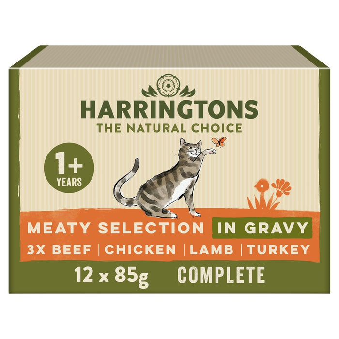 Harringtons Adulte Wet Cat Food Viande dans la sauce multipack 12 x 85g