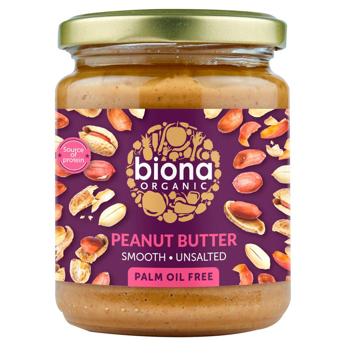 Biona Organic Peanut Butter lisse sans palmier gras 250g