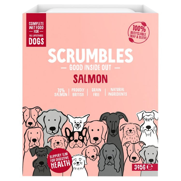 Scrumbles pour chiens humides aliments Pate Graine Saumon gratuit 395g